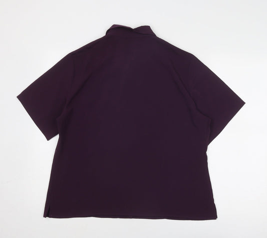 Womens UK Size 20 Simon Jersey Purple Basic Button-Up