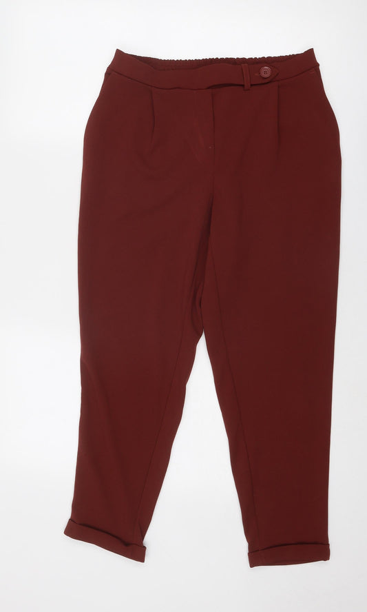 Womens UK Size M Terranova Regular Fit Carrot Brown Trousers