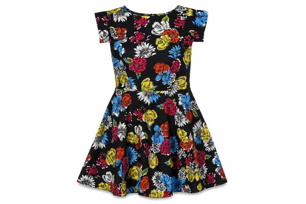 Yumi Womens Multicoloured Floral Polyester Fit & Flare Size 10 Round Neck Zip
