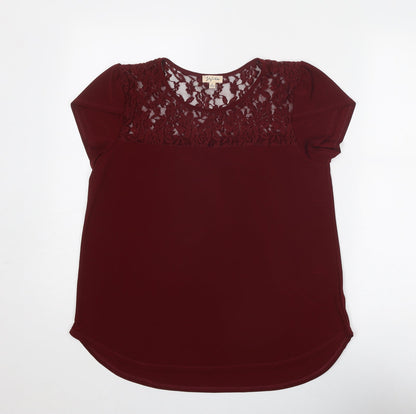 Womens UK Size M Lily White Red Basic Blouse