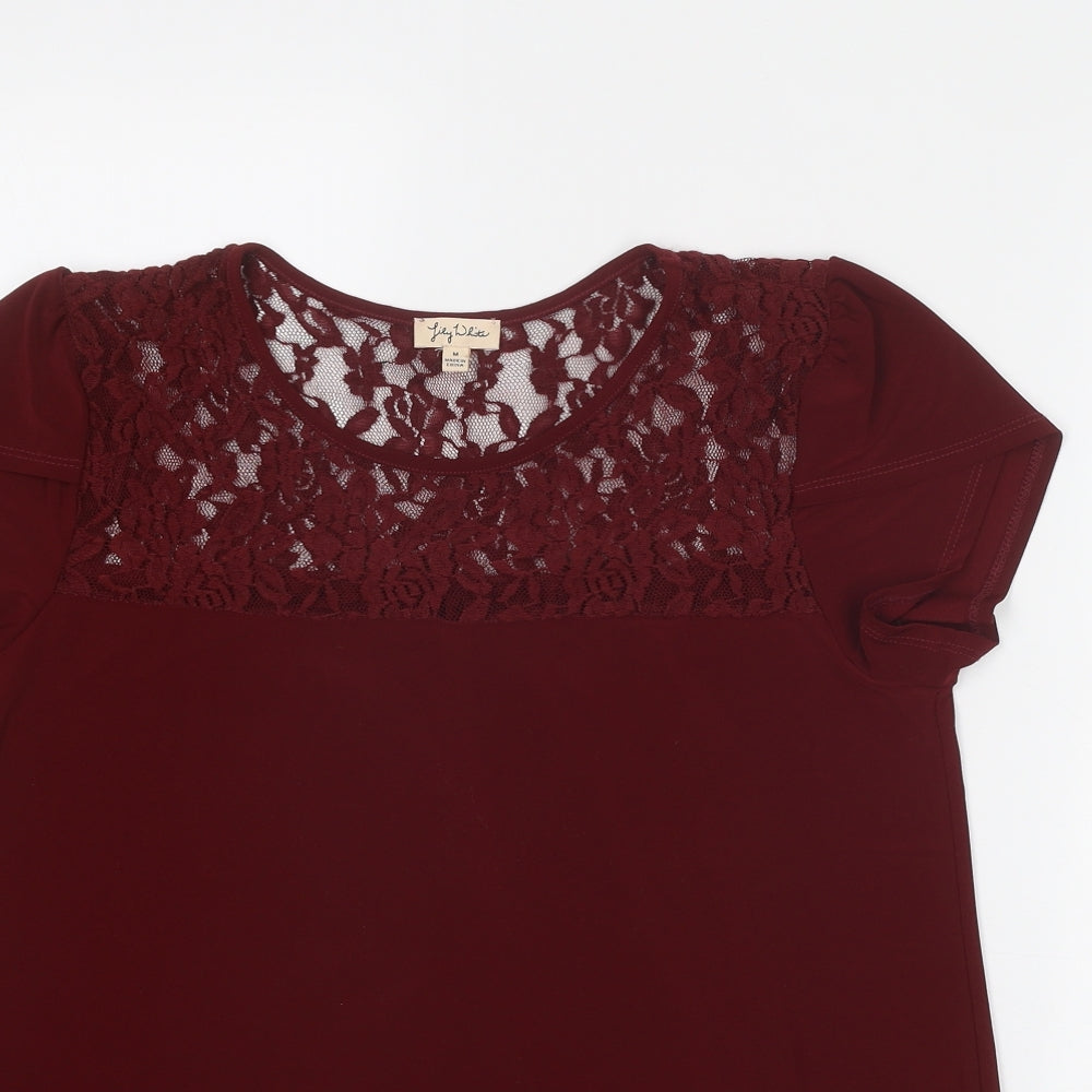 Womens UK Size M Lily White Red Basic Blouse
