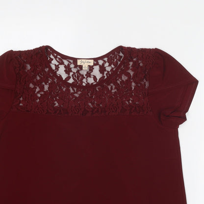 Womens UK Size M Lily White Red Basic Blouse