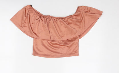 FOREVER 21 Womens Pink Polyester Cropped Tank Size S Round Neck