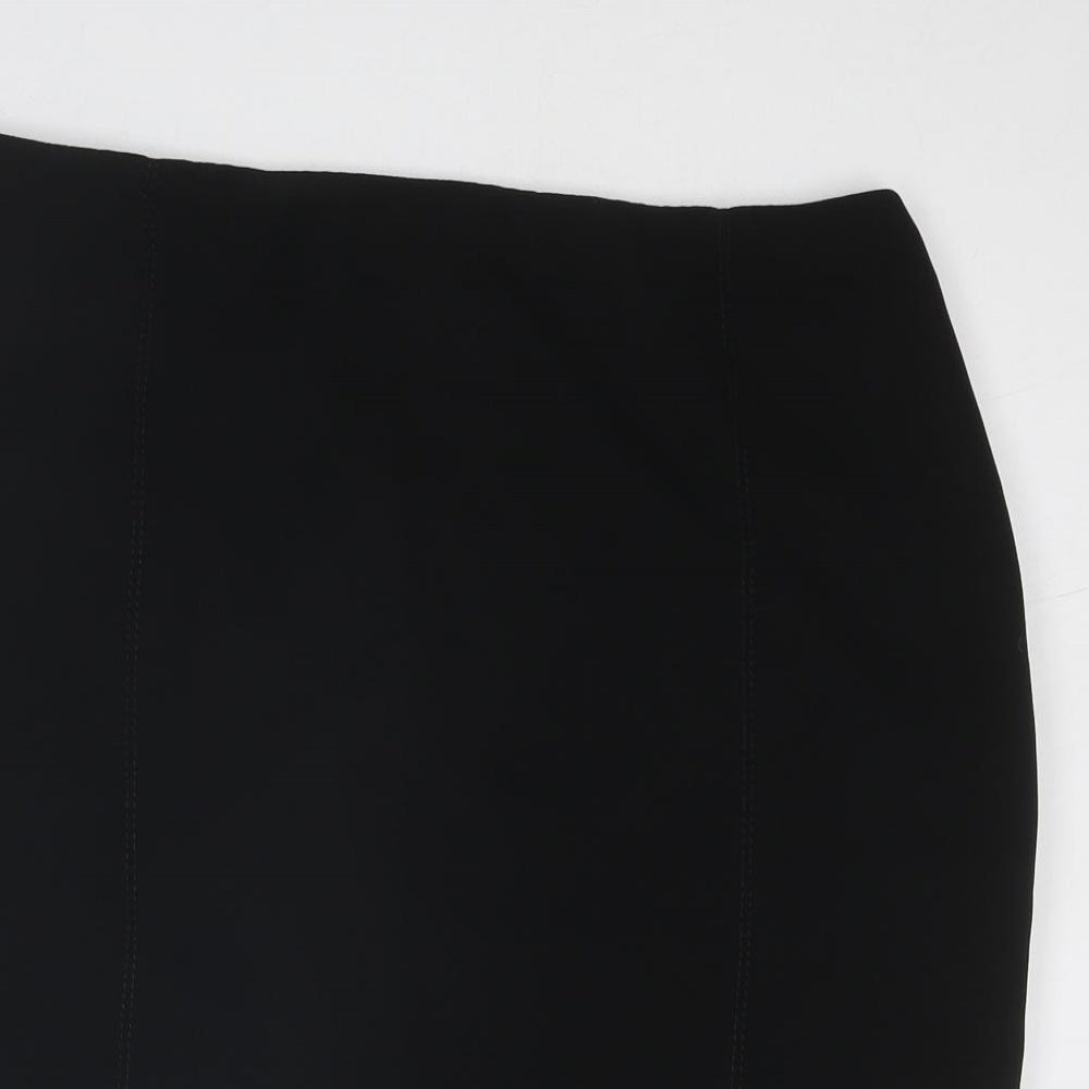 Precis Womens Black Polyester A-Line Skirt Size 14 Zip