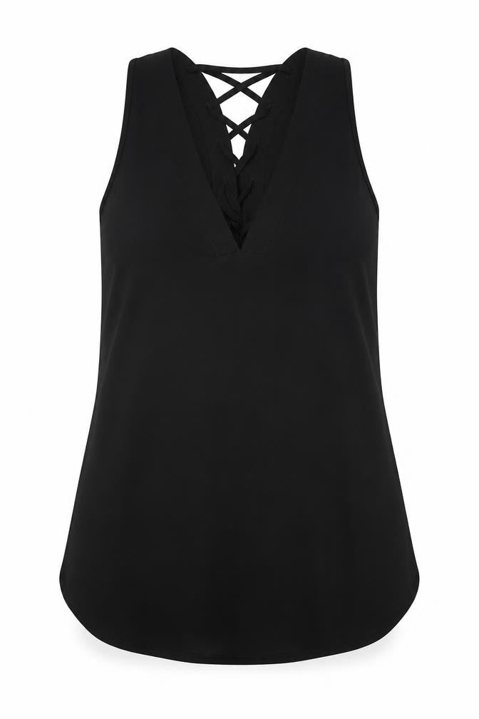 Womens UK Size 8 River Island Black Basic Tank