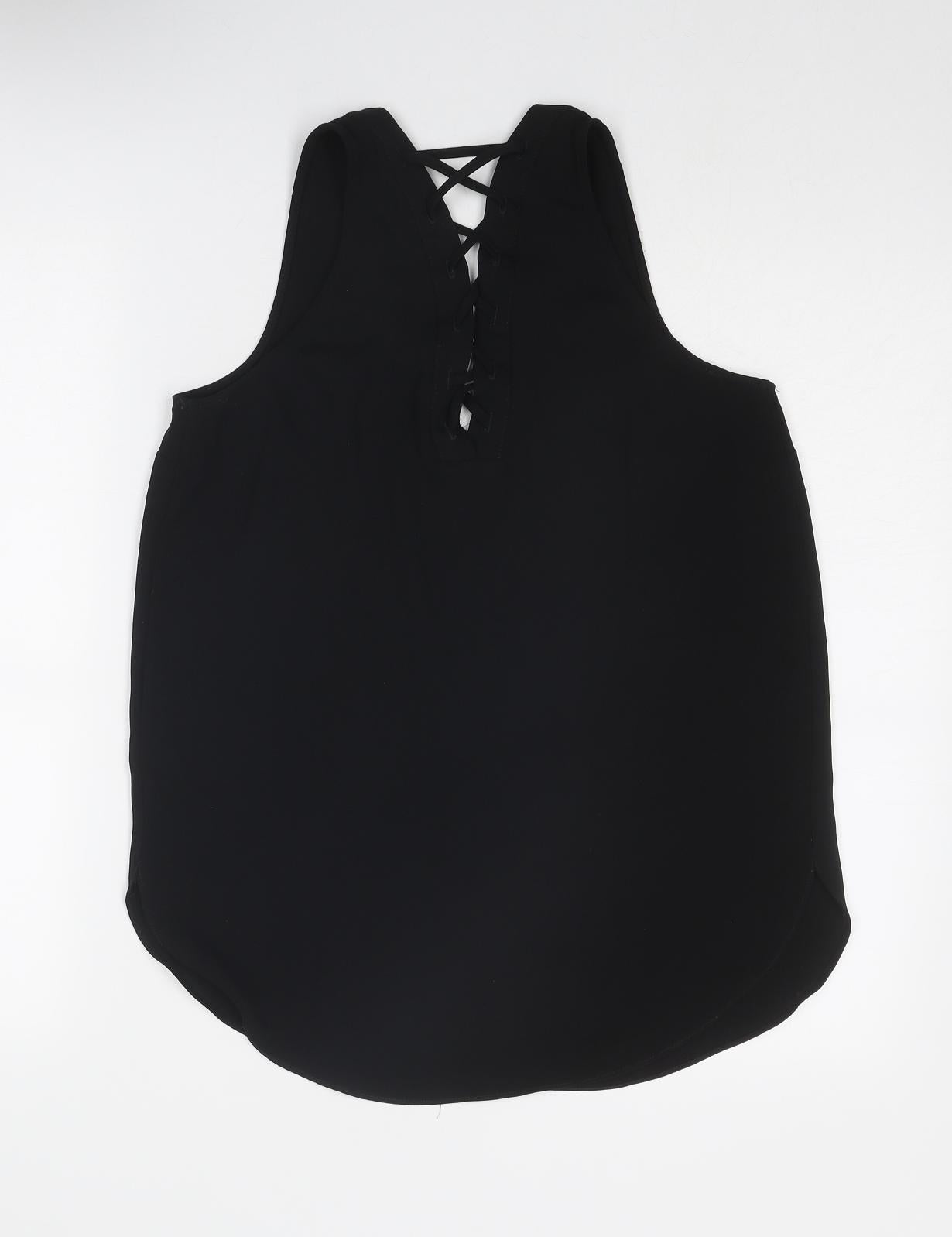 Womens UK Size 8 River Island Black Basic Tank