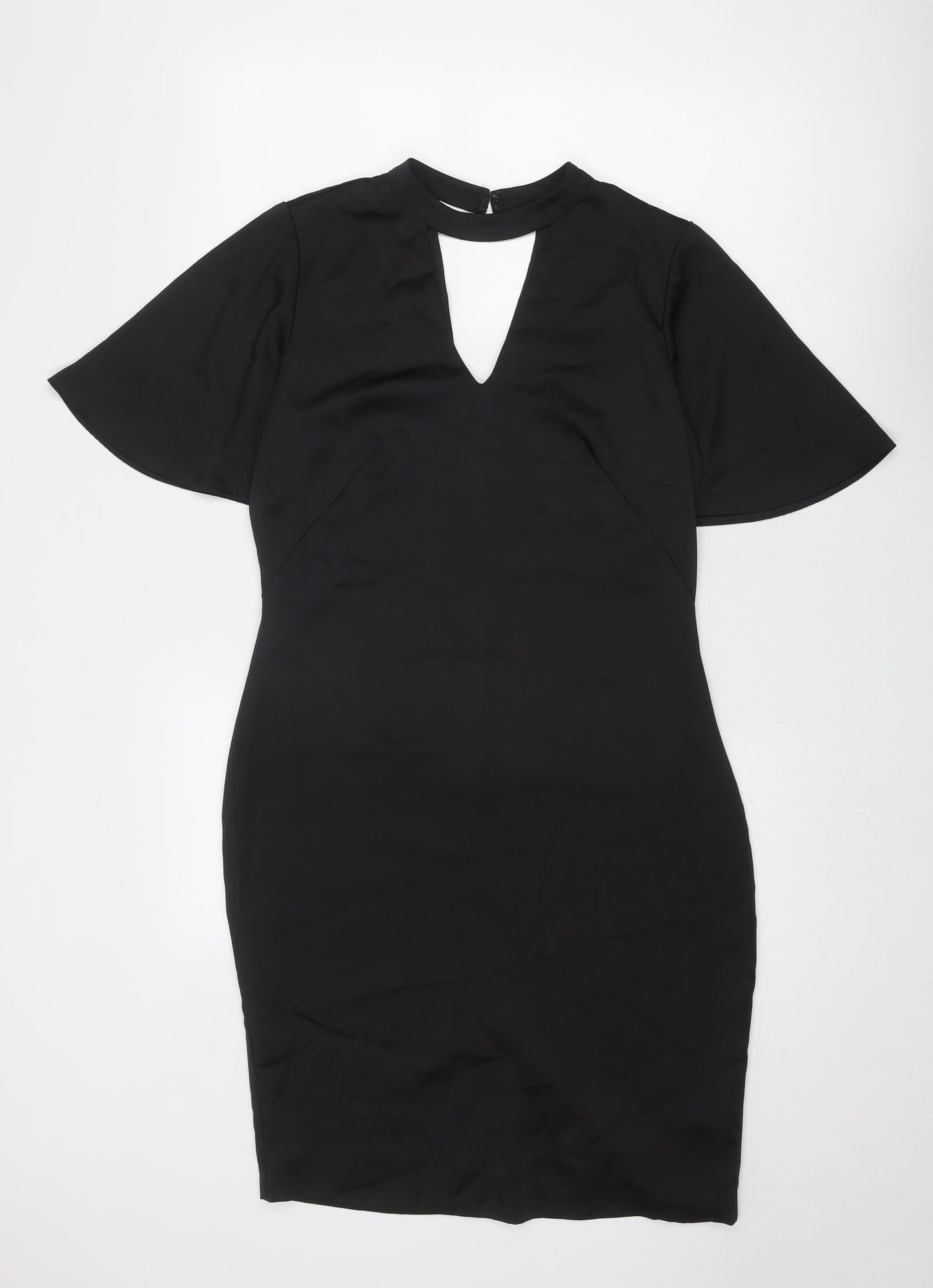 NEXT Womens Black Polyester Bodycon Size 10 Round Neck Zip
