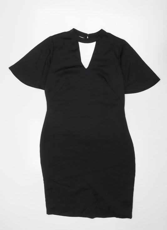 NEXT Womens Black Polyester Bodycon Size 10 Round Neck Zip