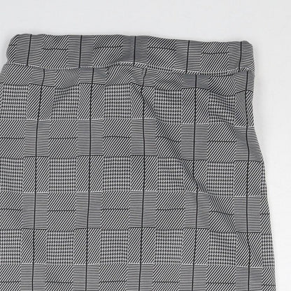Look of the Day Womens Grey Plaid Polyester A-Line Skirt Size 6 Zip