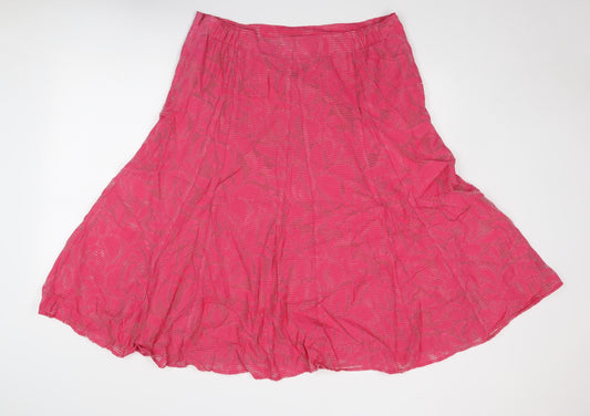 Classic Womens Pink Geometric Viscose Swing Skirt Size 16 Zip