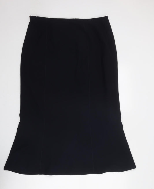 BHS Womens Blue Polyester Swing Skirt Size 36 in Zip