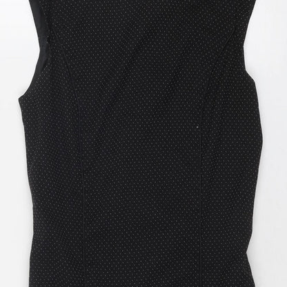NEXT Womens Black Polka Dot Polyester Shift Size 8 Round Neck Zip