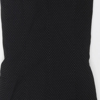 NEXT Womens Black Polka Dot Polyester Shift Size 8 Round Neck Zip