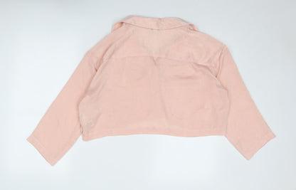 Womens UK Size 10 Topshop Pink Cropped Button-Up