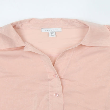 Womens UK Size 10 Topshop Pink Cropped Button-Up