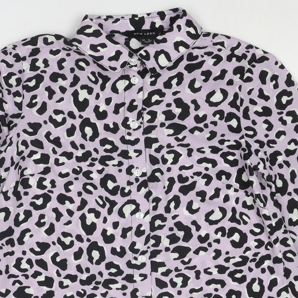 Womens UK Size 8 New Look Purple Basic Button-Up