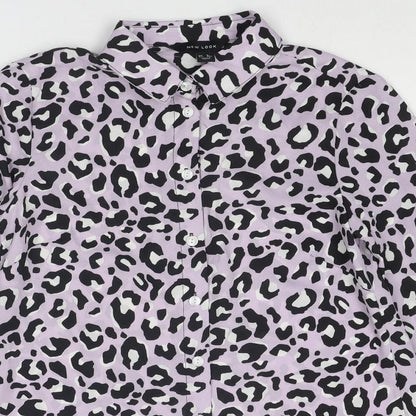 Womens UK Size 8 New Look Purple Basic Button-Up