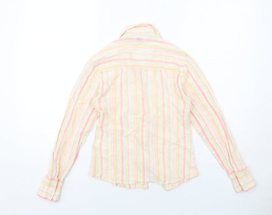 Editions Womens Multicoloured Striped Cotton Basic Button-Up Size 12 Collared