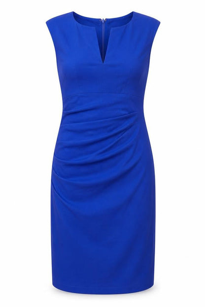Izabel London Womens Blue Viscose Sheath Size 10 V-Neck Zip