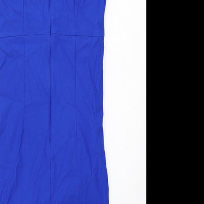 Izabel London Womens Blue Viscose Sheath Size 10 V-Neck Zip