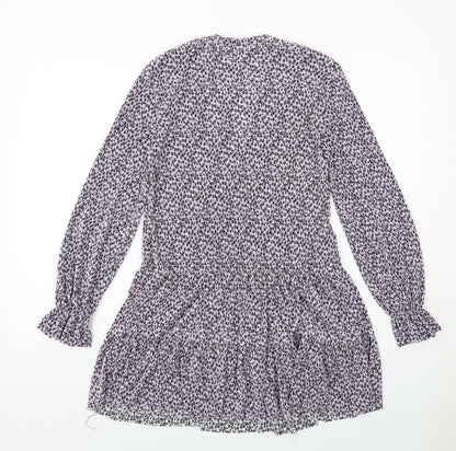 ASOS Womens Purple Floral Polyester A-Line Size 4 V-Neck Pullover