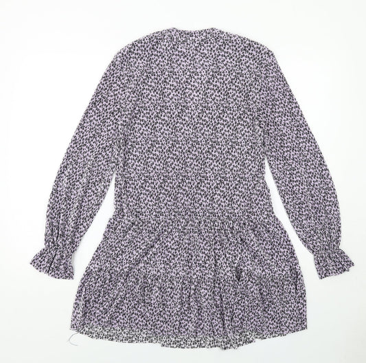 ASOS Womens Purple Floral Polyester A-Line Size 4 V-Neck Pullover