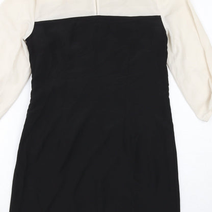 Oasis Womens Black Colourblock Polyester A-Line Size 8 Round Neck Zip