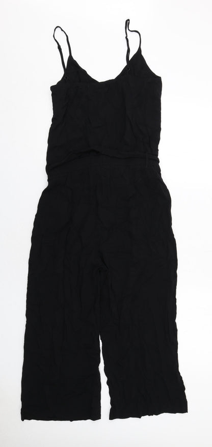 fransa Womens Black Viscose Jumpsuit One-Piece Size S Zip