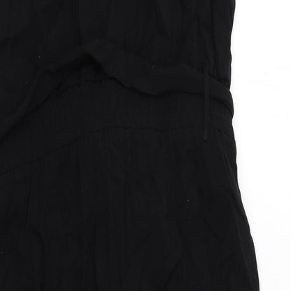 fransa Womens Black Viscose Jumpsuit One-Piece Size S Zip