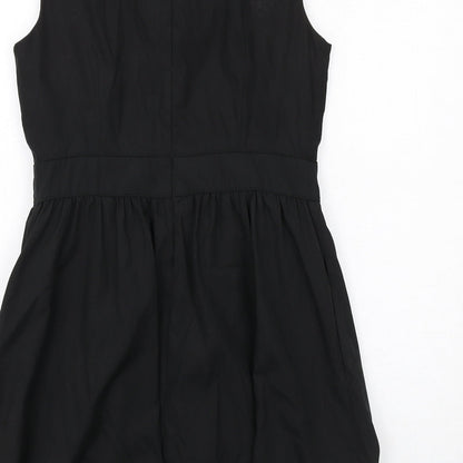 Coleen Womens Black Polyester A-Line Size 12 Round Neck Zip
