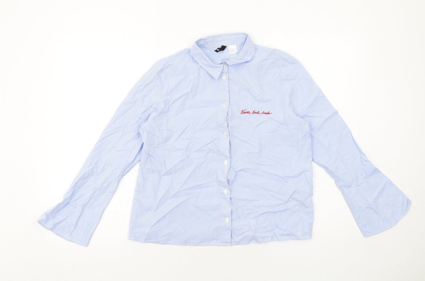 Womens UK Size 10 H&M Blue Basic Button-Up