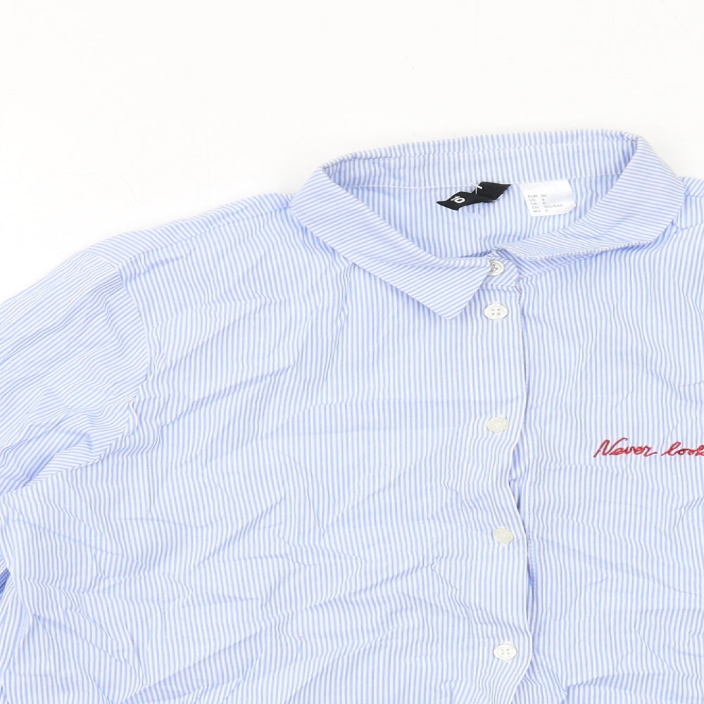 Womens UK Size 10 H&M Blue Basic Button-Up