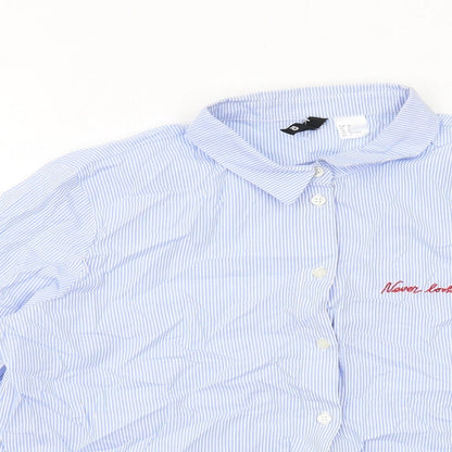 Womens UK Size 10 H&M Blue Basic Button-Up