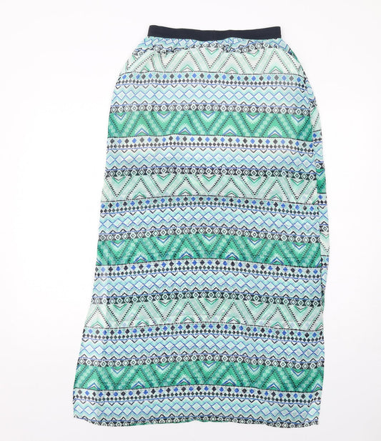 H&M Womens Multicoloured Geometric Polyester Maxi Skirt Size 8
