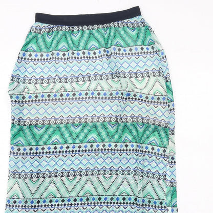 H&M Womens Multicoloured Geometric Polyester Maxi Skirt Size 8