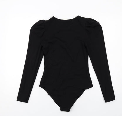 H&M Womens Black Viscose Bodysuit One-Piece Size S Snap - Cut Out