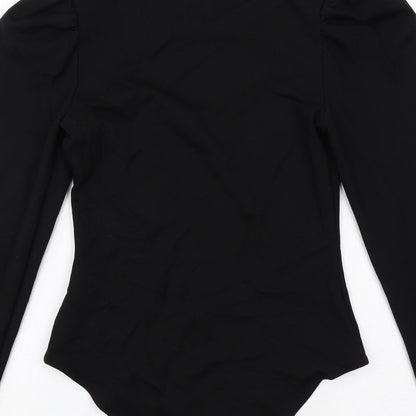 H&M Womens Black Viscose Bodysuit One-Piece Size S Snap - Cut Out