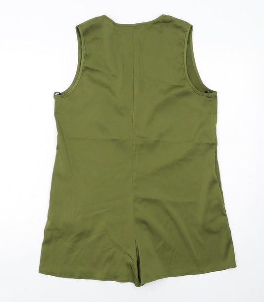 Missguided Womens Green Polyester Playsuit One-Piece Size 12 Pullover - Plunge Neckline