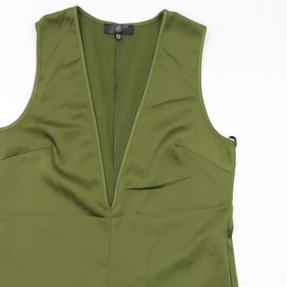 Missguided Womens Green Polyester Playsuit One-Piece Size 12 Pullover - Plunge Neckline
