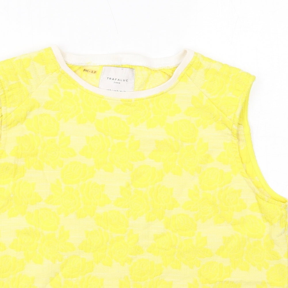 Womens UK Size S Zara Yellow Basic Tank