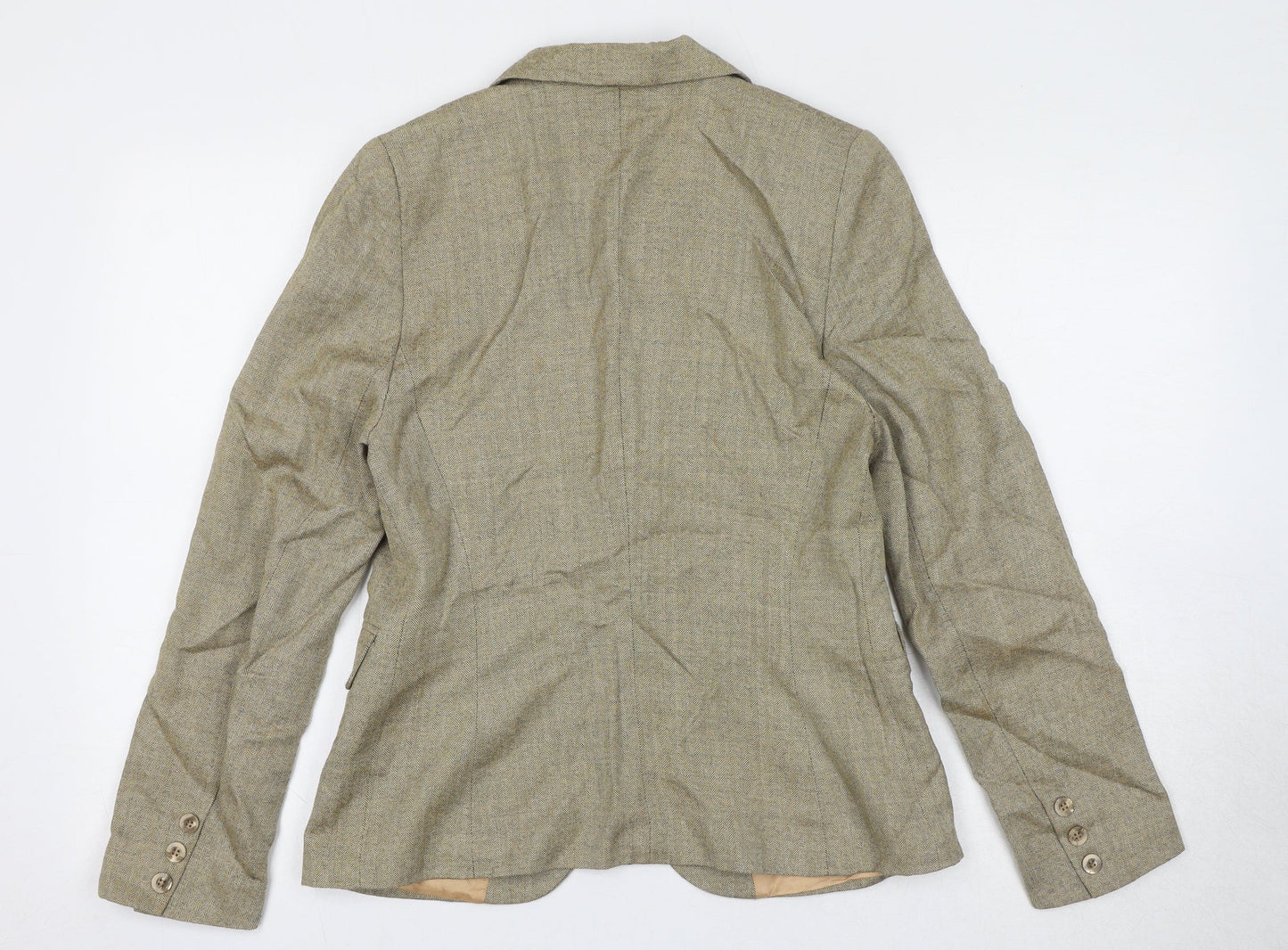 Quin And Donnelly Womens Beige Geometric Jacket Blazer Size 12 Button