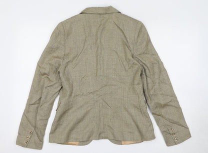 Quin And Donnelly Womens Beige Geometric Jacket Blazer Size 12 Button