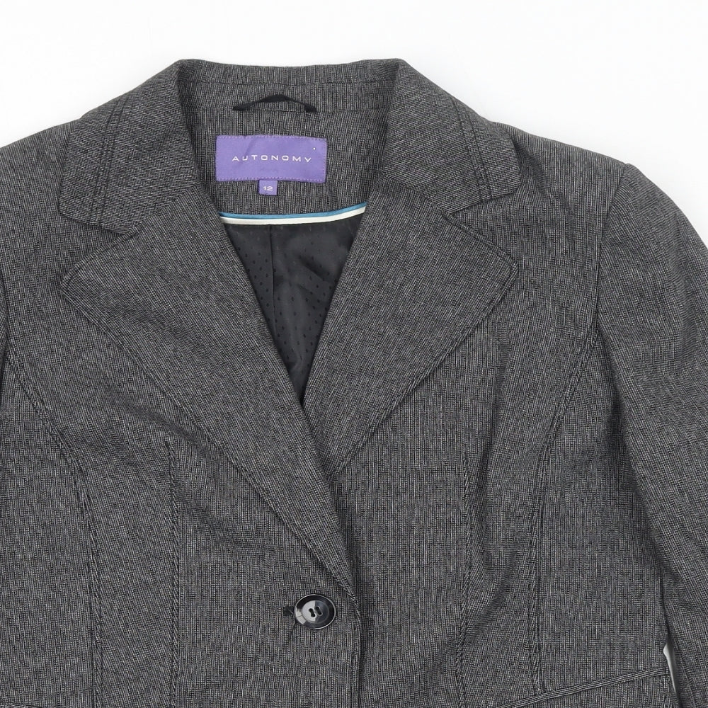 Autonomy Womens Grey Polyester Jacket Blazer Size 12 - Shoulder Pads