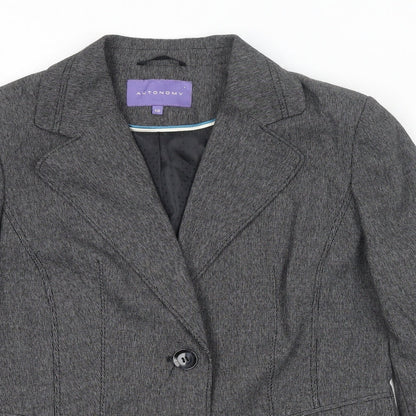 Autonomy Womens Grey Polyester Jacket Blazer Size 12 - Shoulder Pads