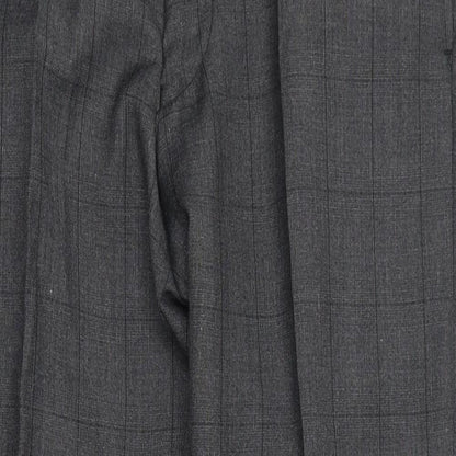 Dobell Mens Grey Check Polyester Dress Pants Trousers Size 30 in L24 in Regular Zip