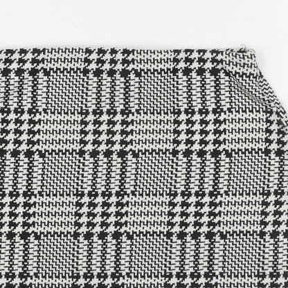 New Look Womens Black Geometric Polyester A-Line Skirt Size 8 - Houndstooth Pattern