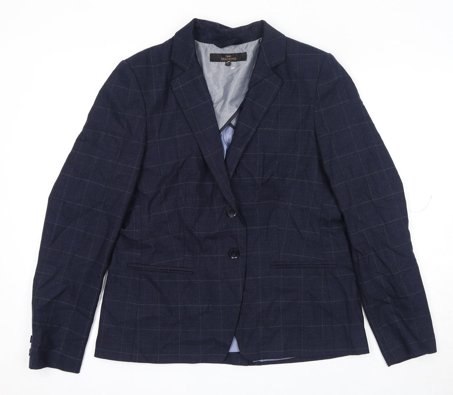 NEXT Womens Blue Check Wool Jacket Suit Jacket Size 14 - Shoulder Pads
