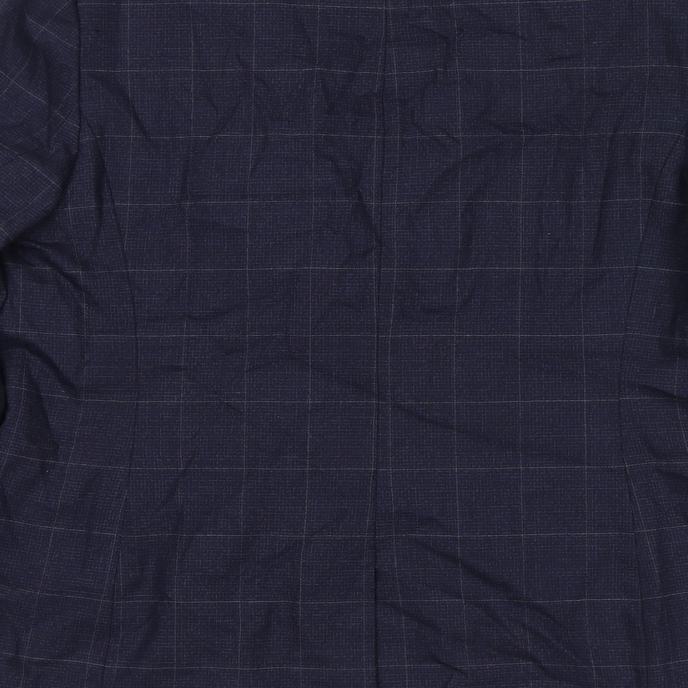 NEXT Womens Blue Check Wool Jacket Suit Jacket Size 14 - Shoulder Pads