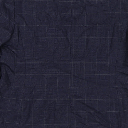 NEXT Womens Blue Check Wool Jacket Suit Jacket Size 14 - Shoulder Pads