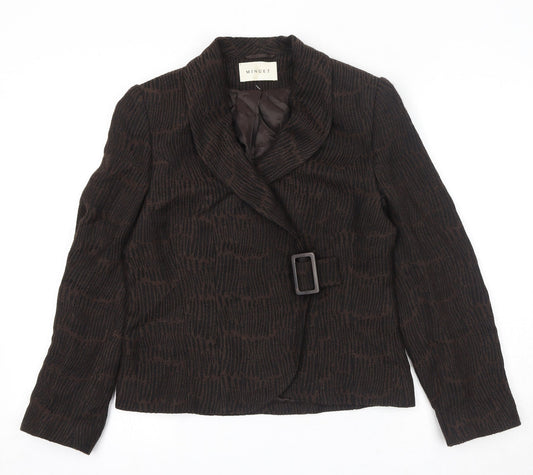 Minuet Womens Brown Geometric Jacket Size 12 Buckle